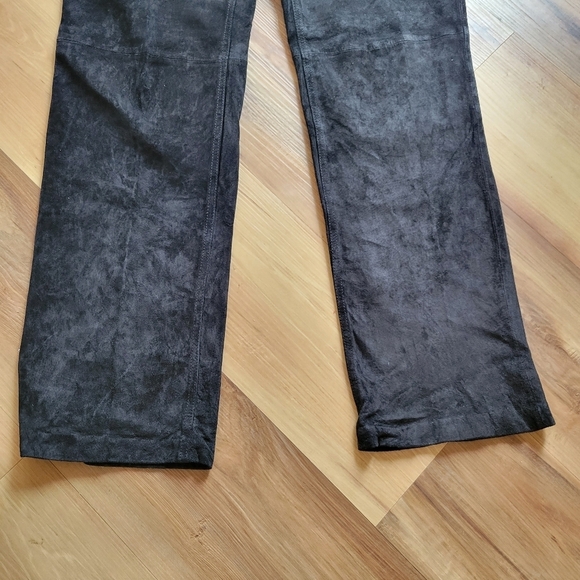 VTG BRANDON THOMAS Black Suade Leather Straight Leg Pants - Picture 9 of 11